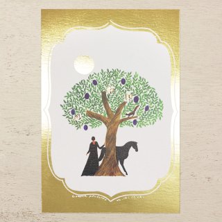 西淑　箔押しポストカード　tree / gold