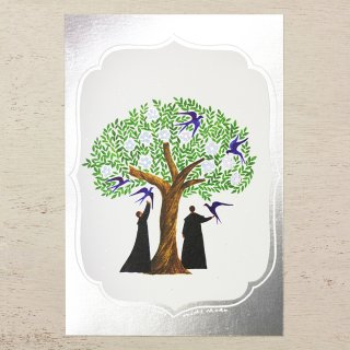 西淑　箔押しポストカード　tree / silver
