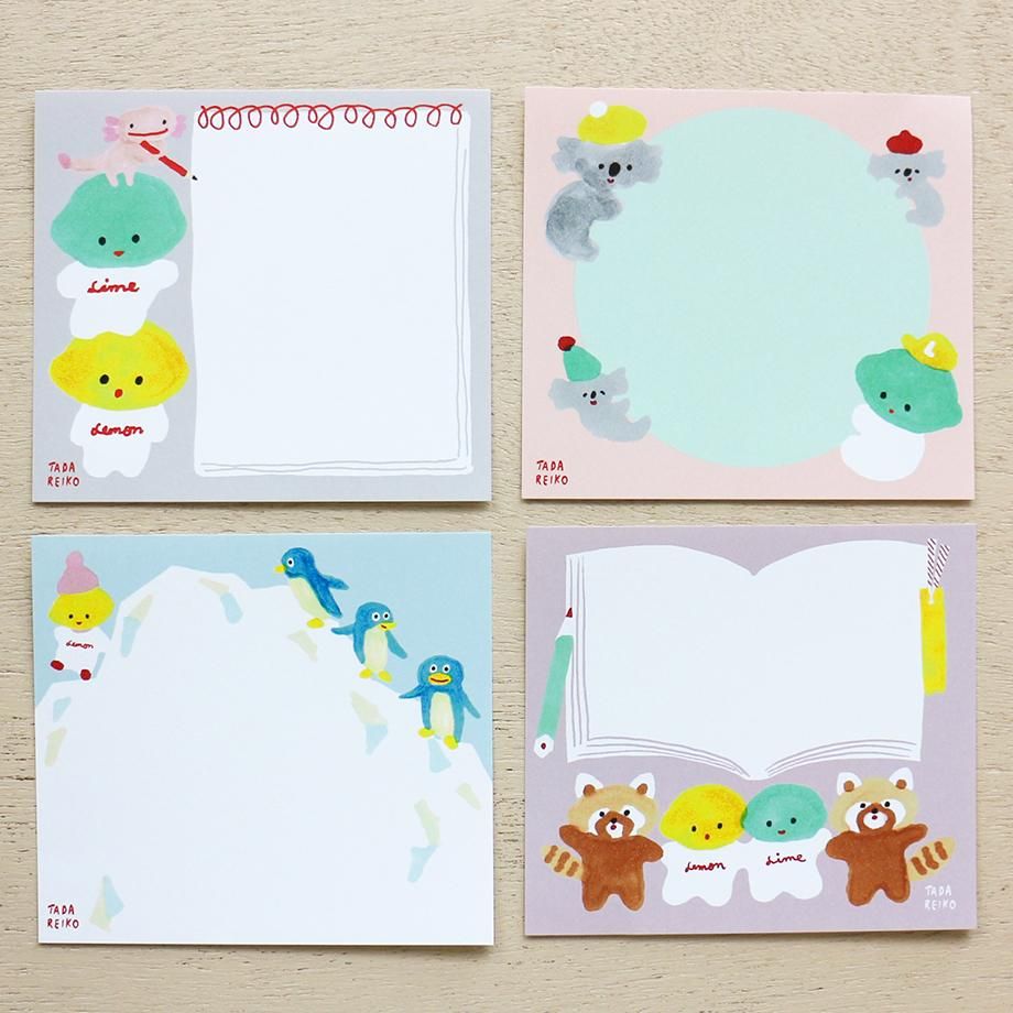 多田玲子 ブロックメモ LEMON & LIME WITH ANIMALS