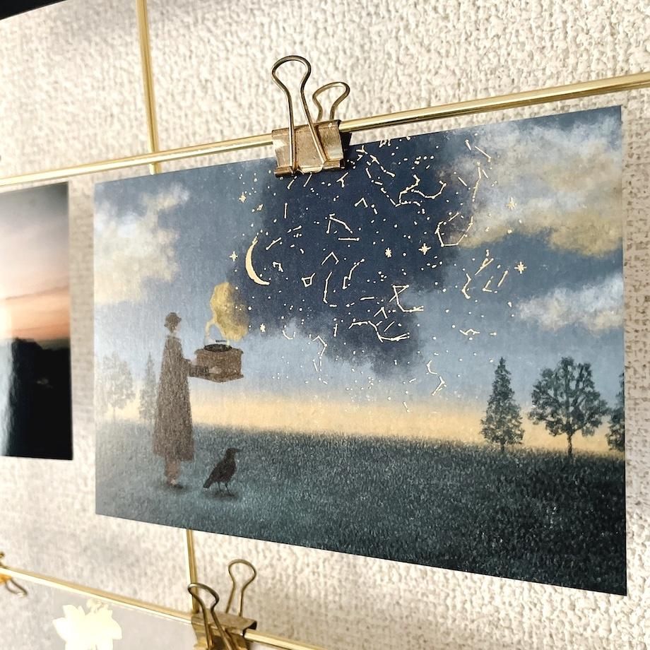 日下明 箔押しポストカード 夜想ラジオ