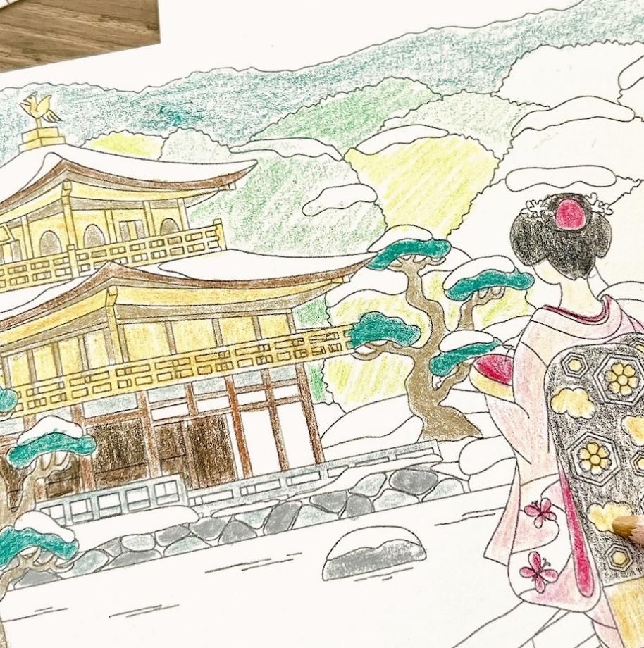 ぬりえはがき《京名所と舞妓さん》