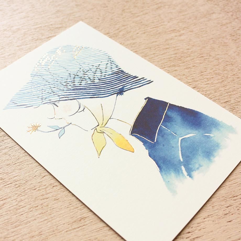 藤巻佐有梨 箔押しポストカード ススキ