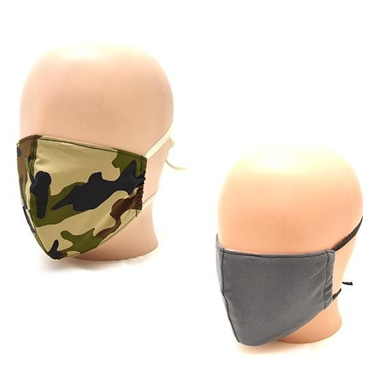 咳やくしゃみのエチケットに 迷彩／グレー 手作り綿布マスク