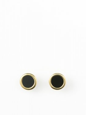  SOPHISTICATED VINTAGE / Vis stone earrings (coin) / Onyx
