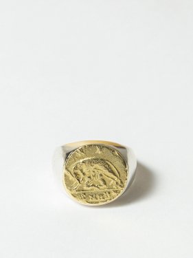 ARTEMIS / Roman coin signet ring / Romulus and Remus
