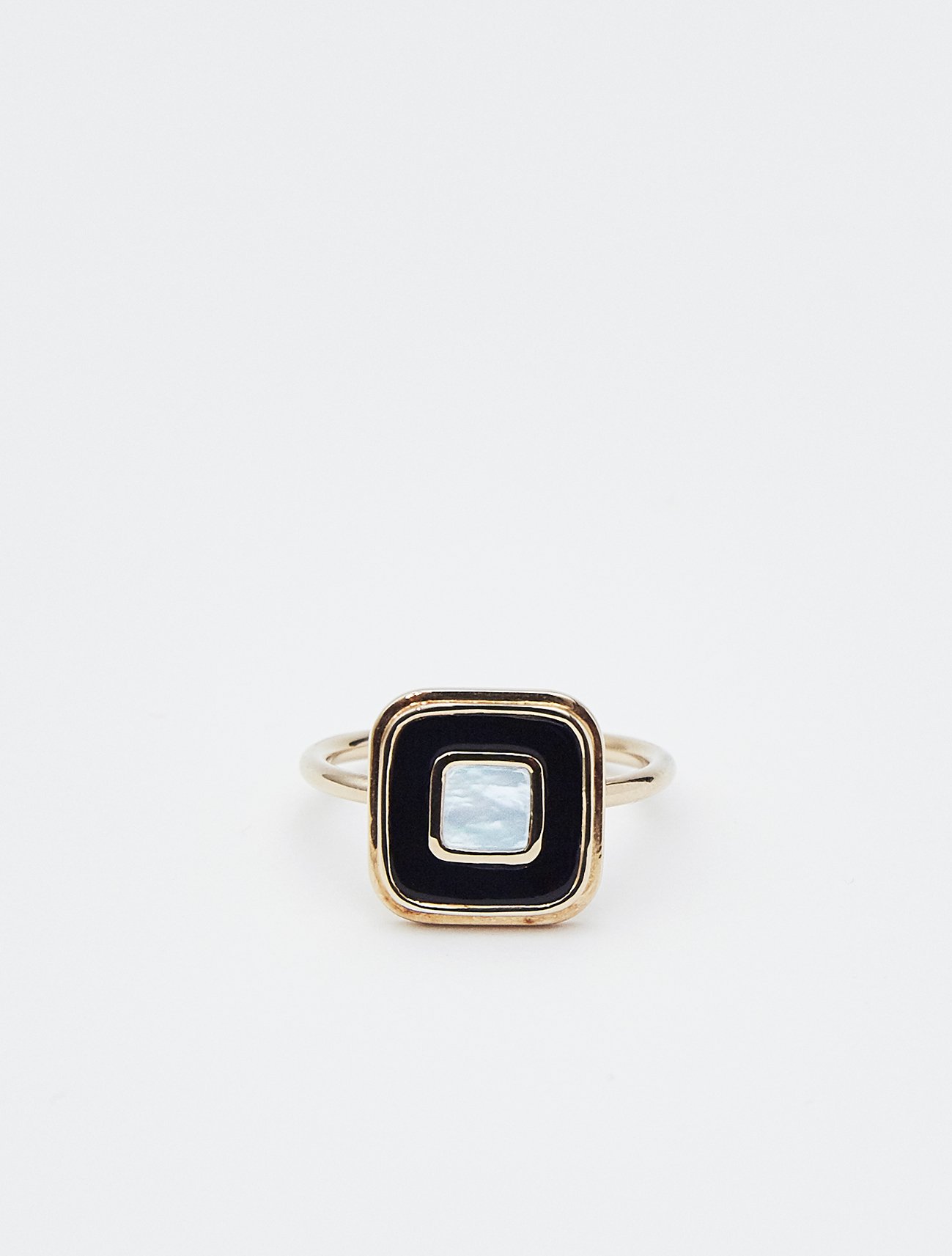  SOPHISTICATED VINTAGE / Double square ring １２号 / onix and mother of pearl  在庫商品