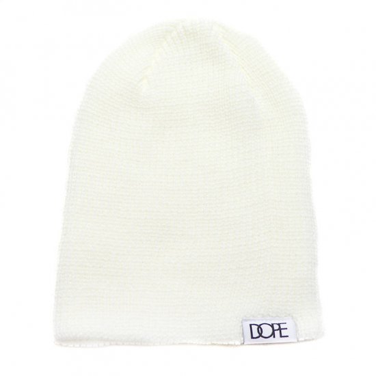 DOPE] Woven Label Beanie White - DOPE
