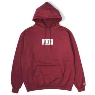 [DOPE] Box Logo Dope  Champion Hoodie Maroon (M2XL)