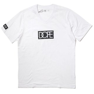 [DOPE] Box Logo V-Neck Tee White