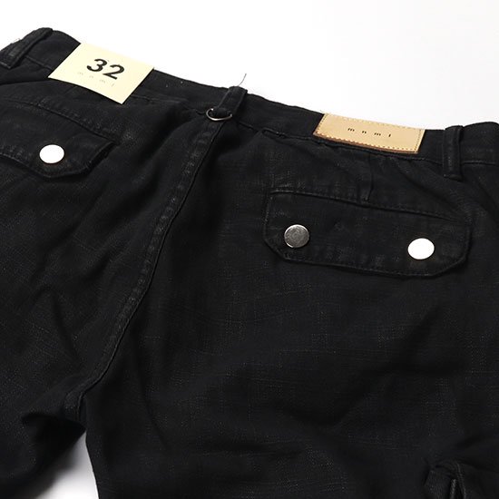 mnml] Waxed Denim Cargo Pants Black (28～38インチ) - DOPE TOKYO 