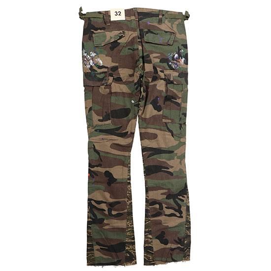mnml] Contrast Bootcut Cargo Camo Woodland Camo (28～38