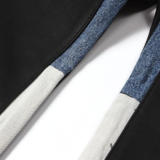 mnml] B417 Leather Flare Denim Black/Blue (28～38インチ