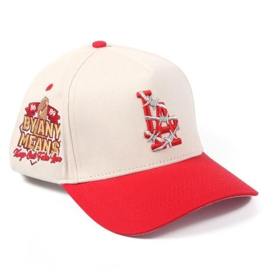 KEEP OUT FAKE LOVE TWO18 LA キャップ　ブラウン　刺繍 KEEP OUT FAKE LOVE] World Famous LA Snapback Downtown Brown
