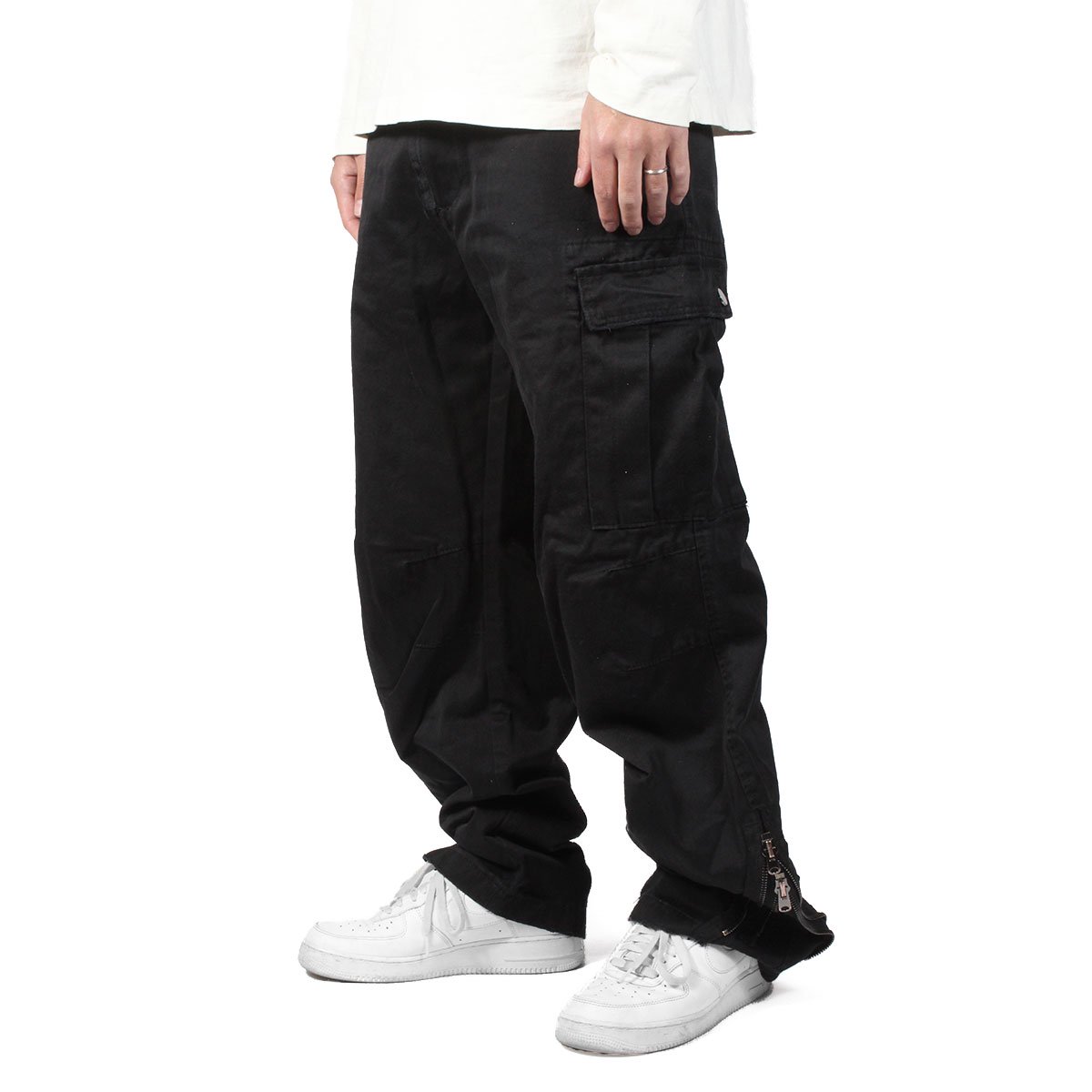 [mnml] Zipper Denim Cargo Pants Black (28～38) - DOPE TOKYO ドープトーキョー