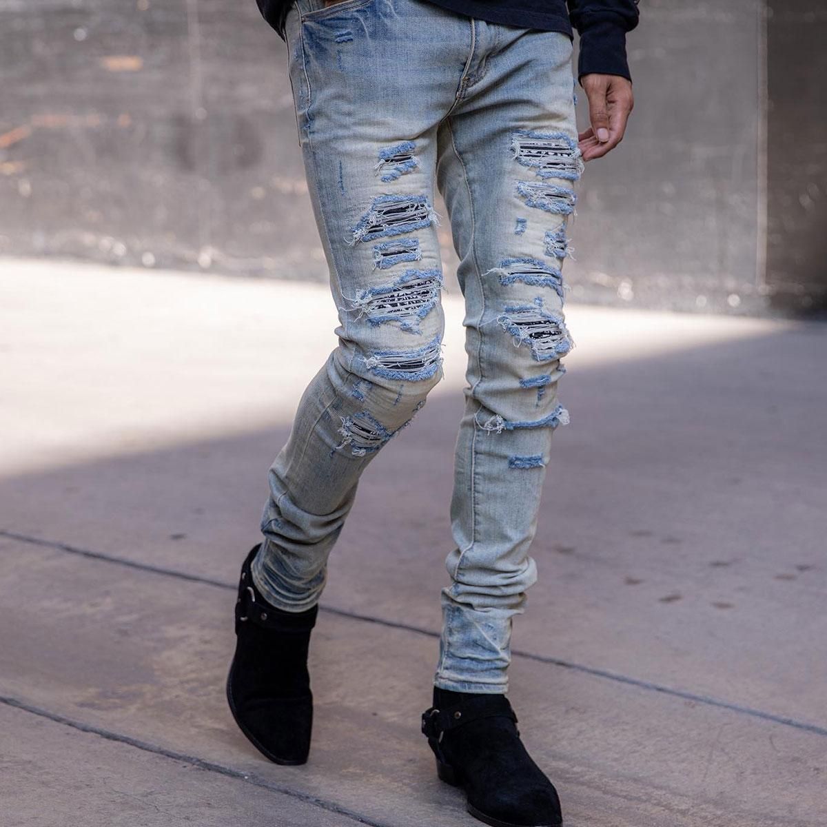 mnml] X165 Paisley Stretch Denim Blue/Black (28～38インチ