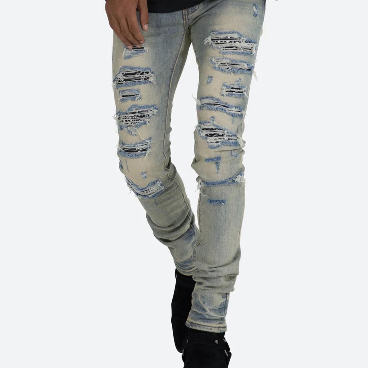 mnml] X165 Paisley Stretch Denim Blue/Black (28～38インチ