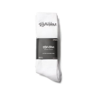 [Shaka Wear] Logo Crew Socks 2 Pairs Pack White