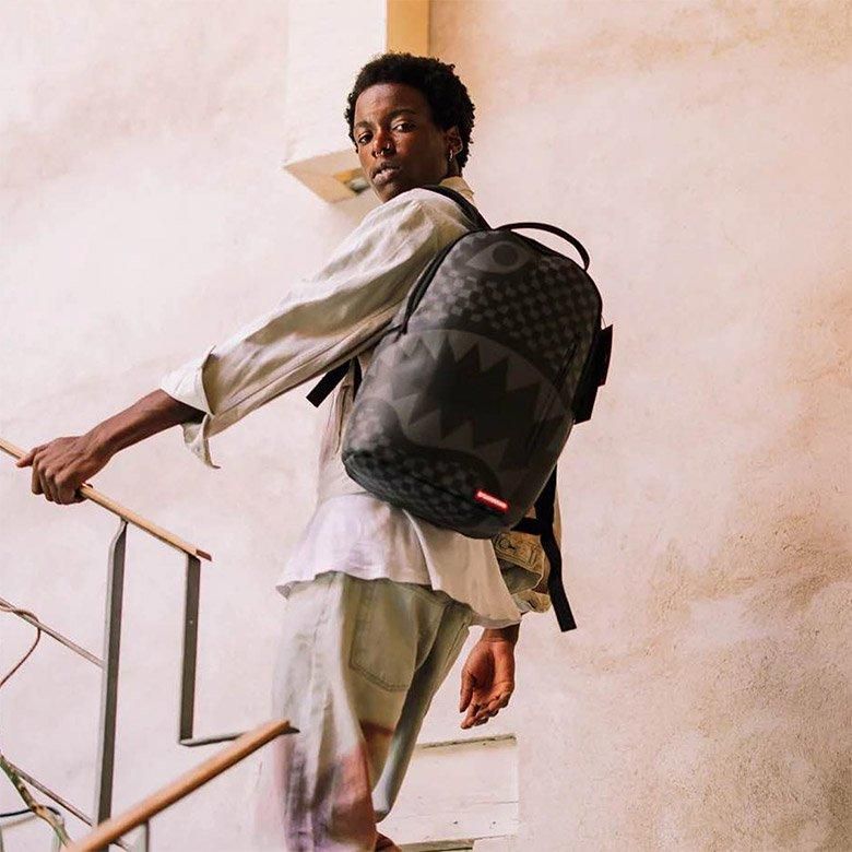SPRAYGROUND] Hangover Grey Drip Check Backpack - DOPE TOKYO