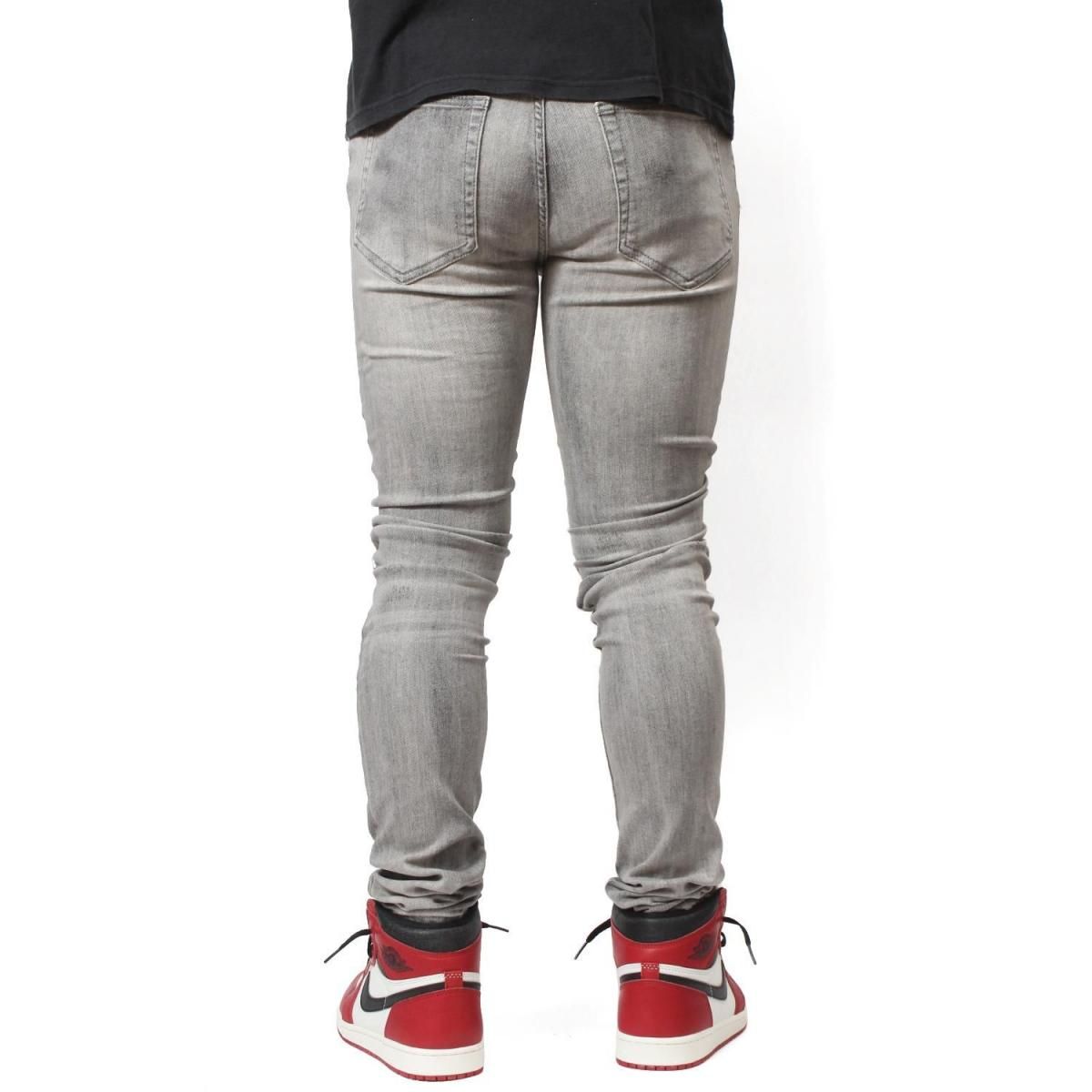 mnml] X284 Moto Skinny Denim Gray/Blue (28～38インチ) - DOPE
