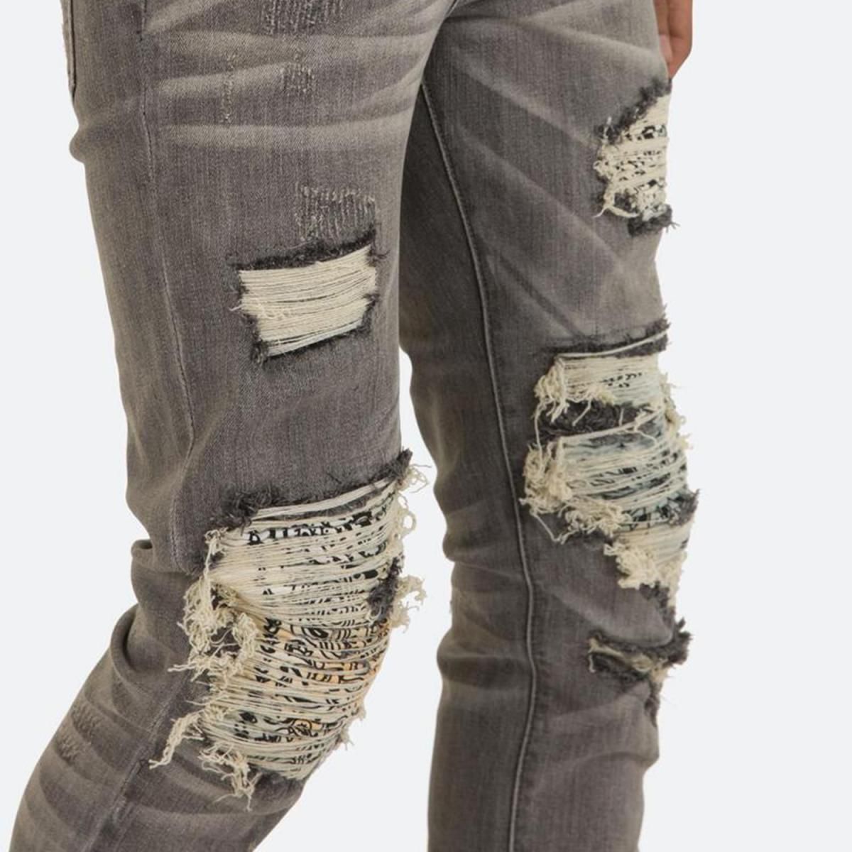 mnml] X284 Moto Skinny Denim Gray/Blue (28～38インチ) - DOPE