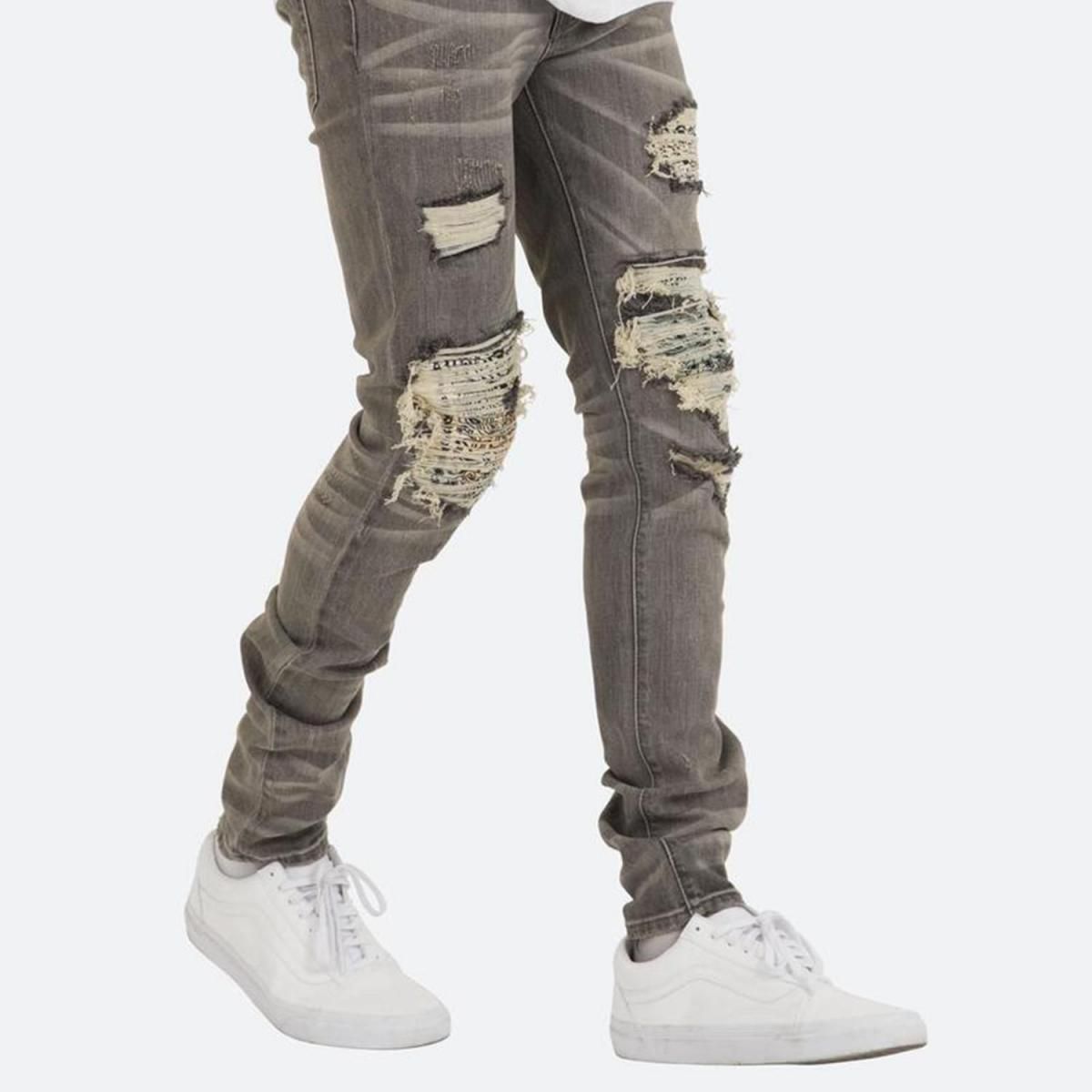 mnml] X284 Moto Skinny Denim Gray/Blue (28～38インチ) - DOPE TOKYO