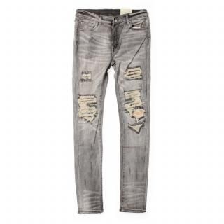 [mnml] X284 Moto Skinny Denim Gray/Blue (28～38インチ)