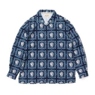 WS Logo Print L/S Shirts NAVY/SKY BLUE (L2XL)