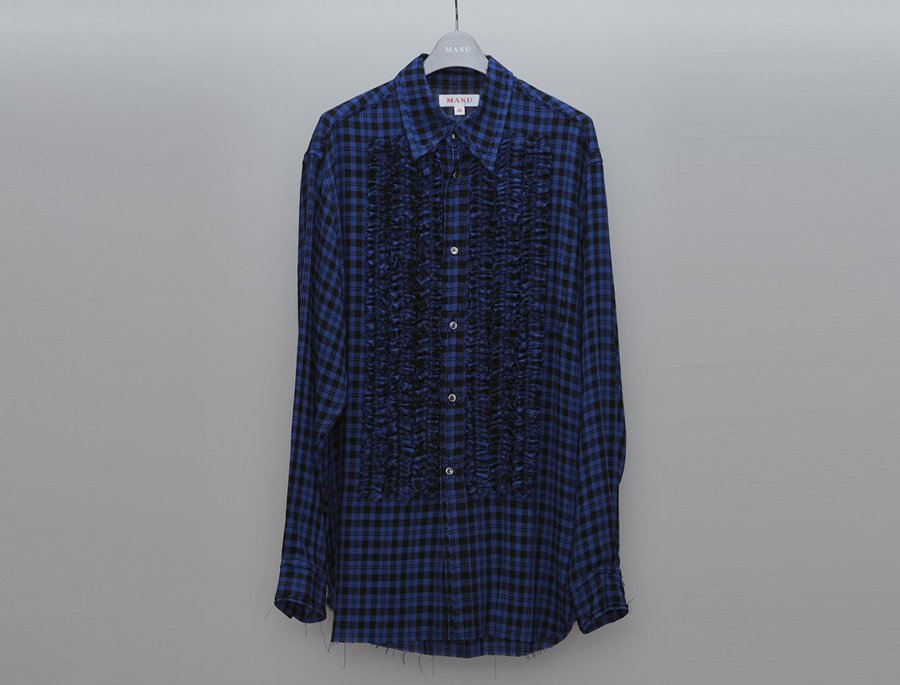 23ssのものですmasu GRUNGE PLAID SHIRT(BLACK) - シャツ