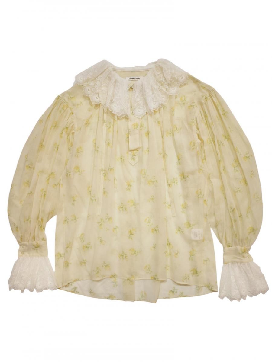 FLOWER PRINTED RUFFLE HIGH-NECK BLOUSE - Revolution Web Store FLOWER PRINTED RUFFLE HIGH-NECK BLOUSE - Revolution Web Store
