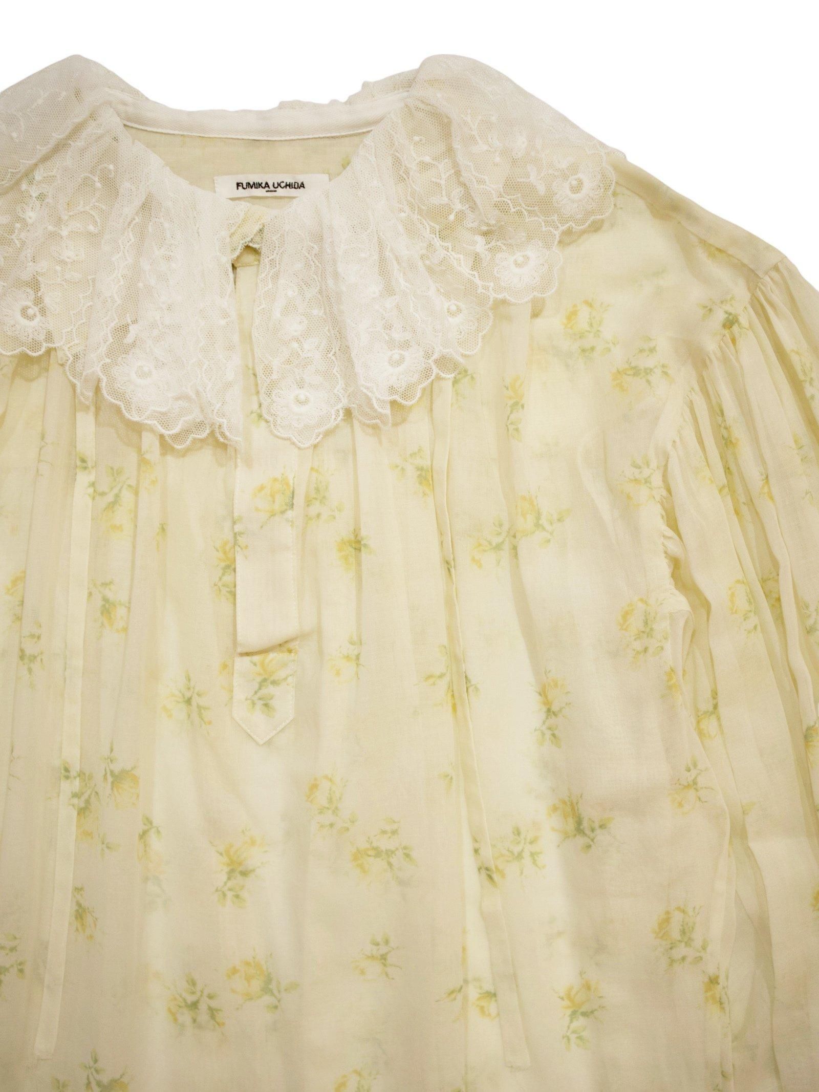 FLOWER PRINTED RUFFLE HIGH-NECK BLOUSE - Revolution Web Store FLOWER PRINTED RUFFLE HIGH-NECK BLOUSE - Revolution Web Store
