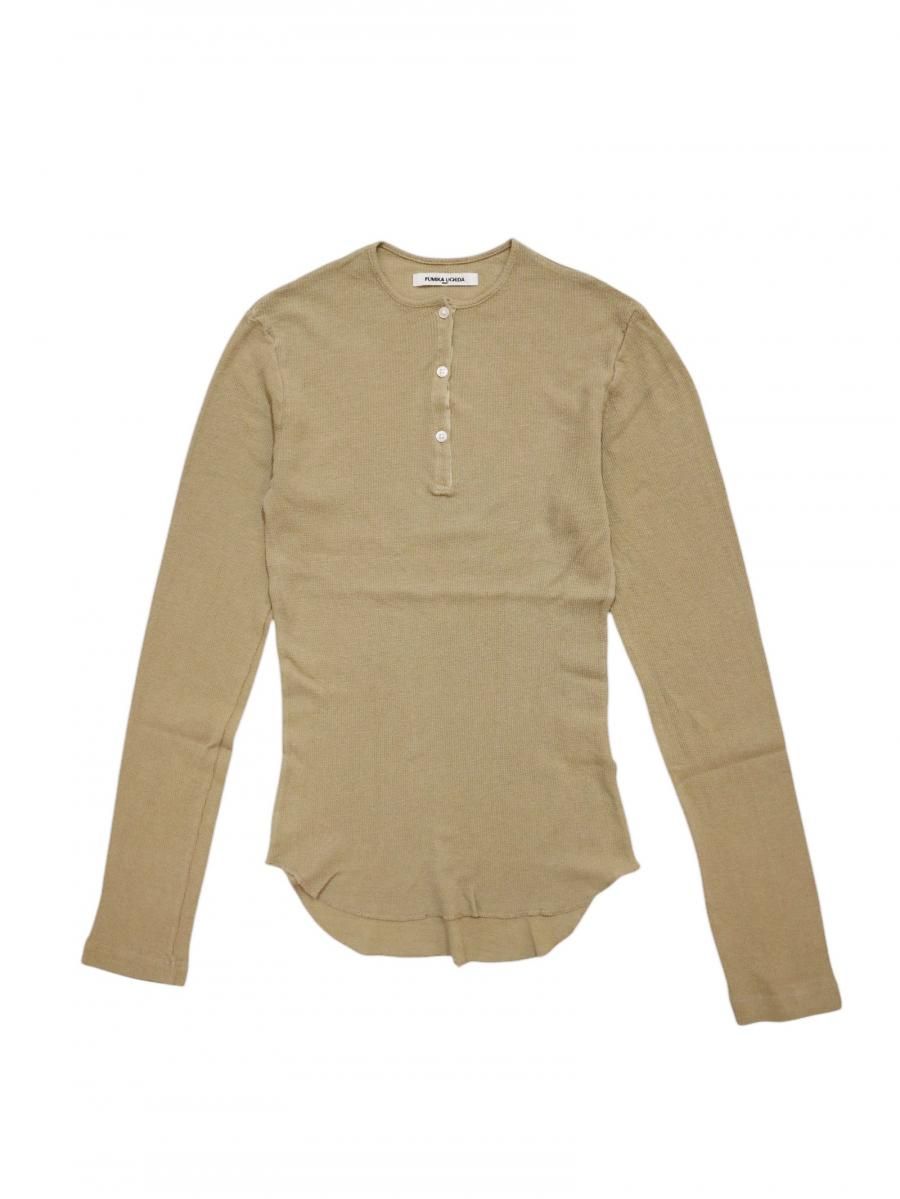ABEUNDMOR EYELET WAFFLE TOPS グランジ 平成ギャル GAUZE WAFFLE HENLEY-NECK TOP - Revolution Web Store