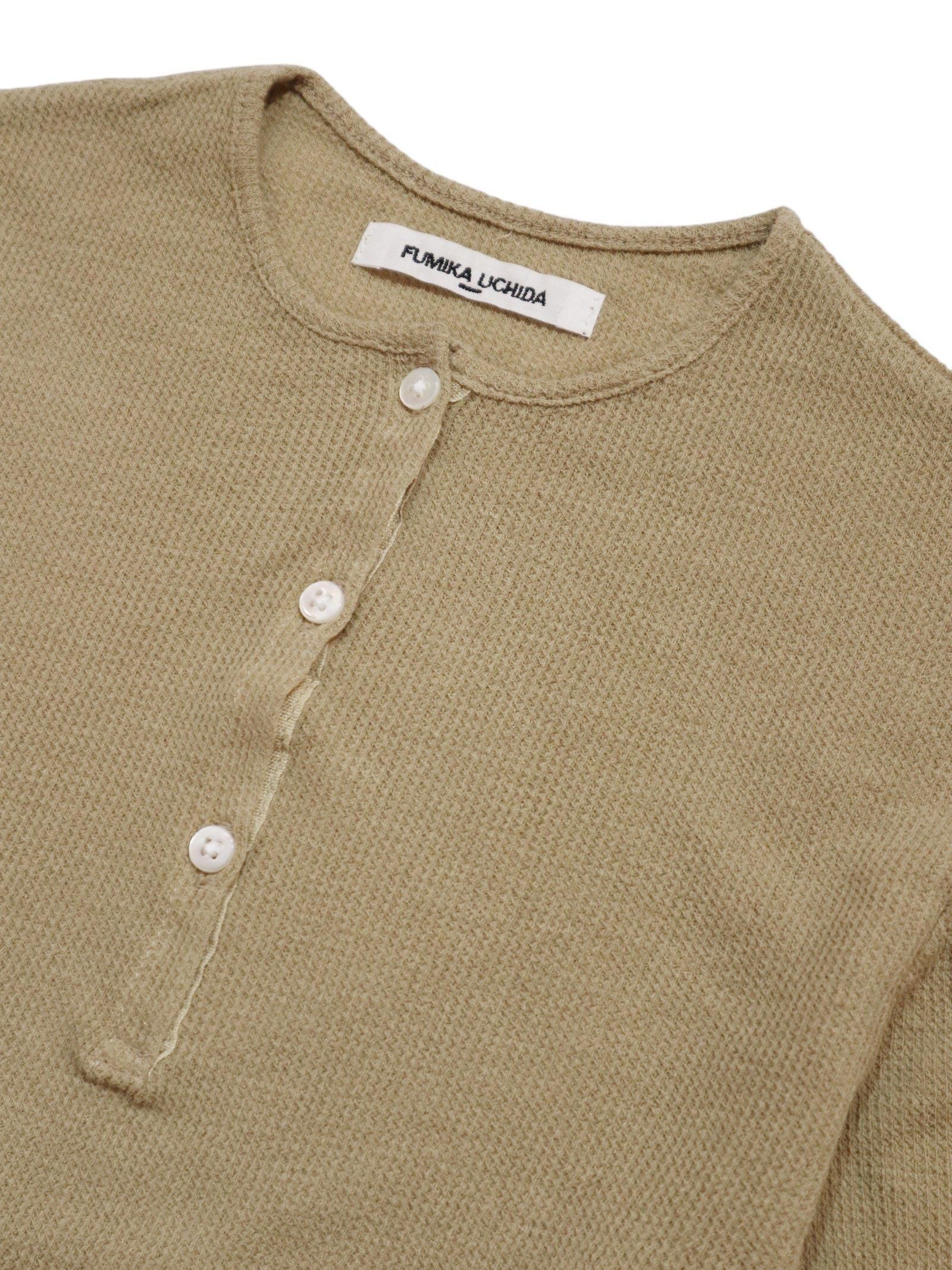 GAUZE WAFFLE HENLEY-NECK TOP - Revolution Web Store