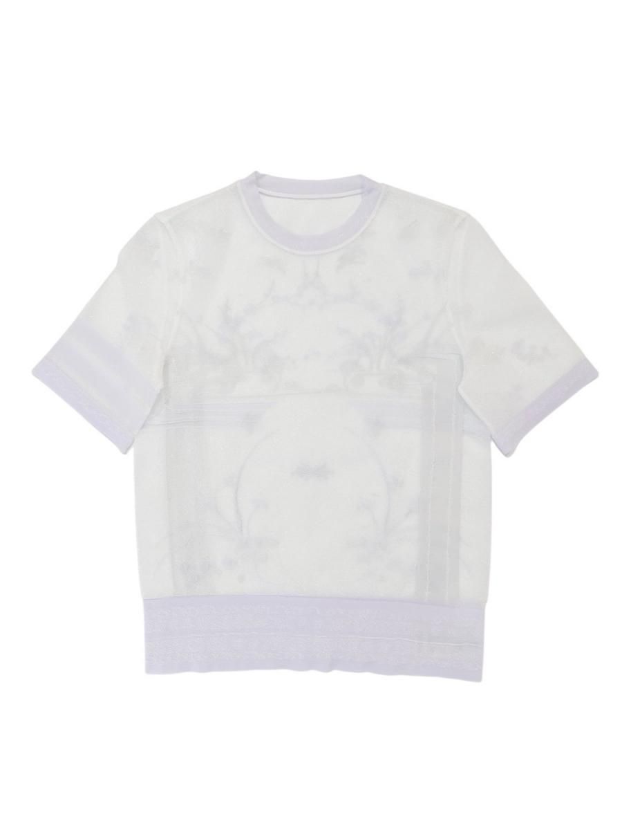 Nature Pattern Sheer Knitted Crew Neck Top - Revolution Web