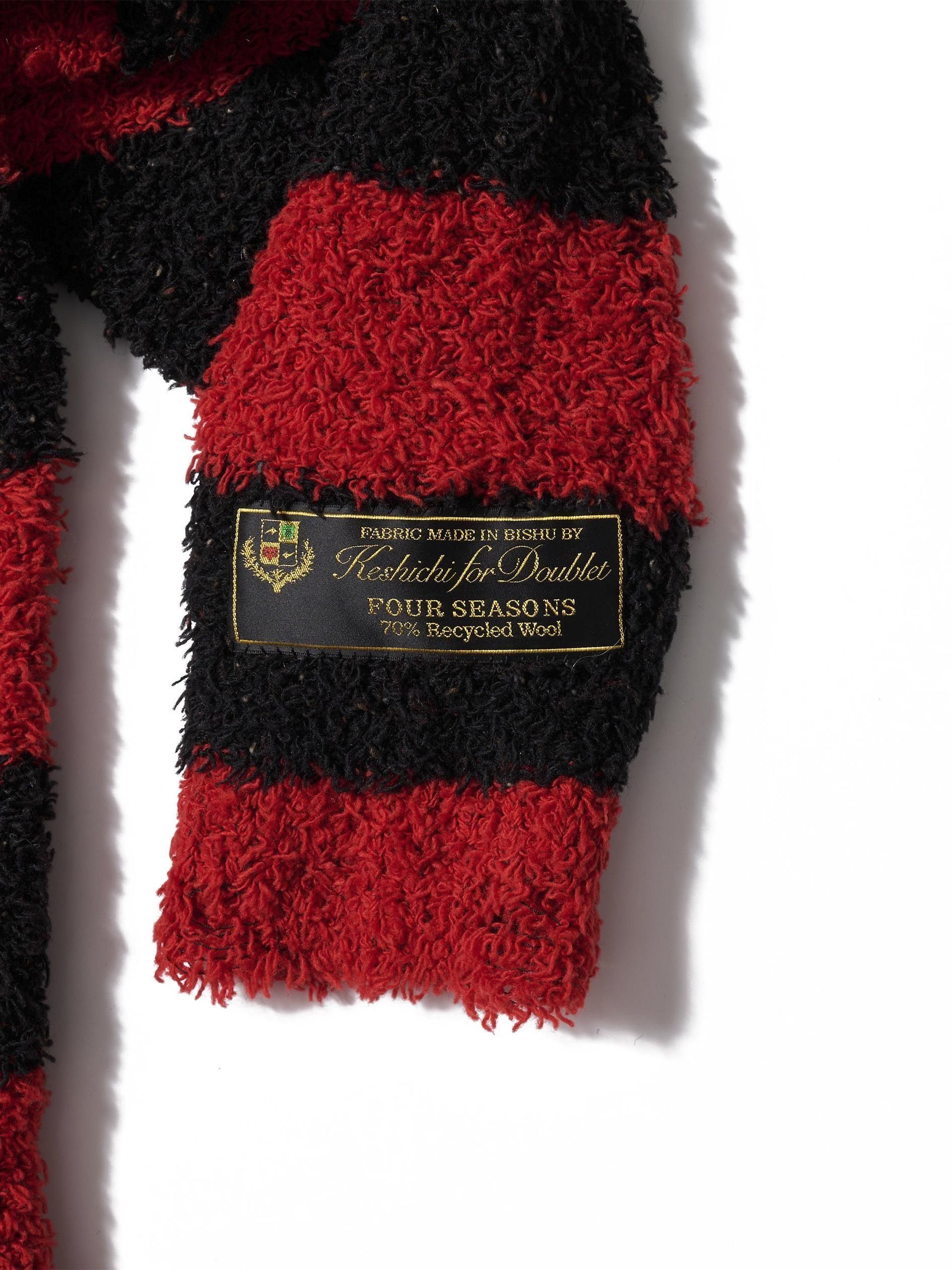 トップス doublet RECYCLED WOOL STRIPE KNIT RECYCLED WOOL STRIPE KNIT - RED/BLACK (25AW64KN193