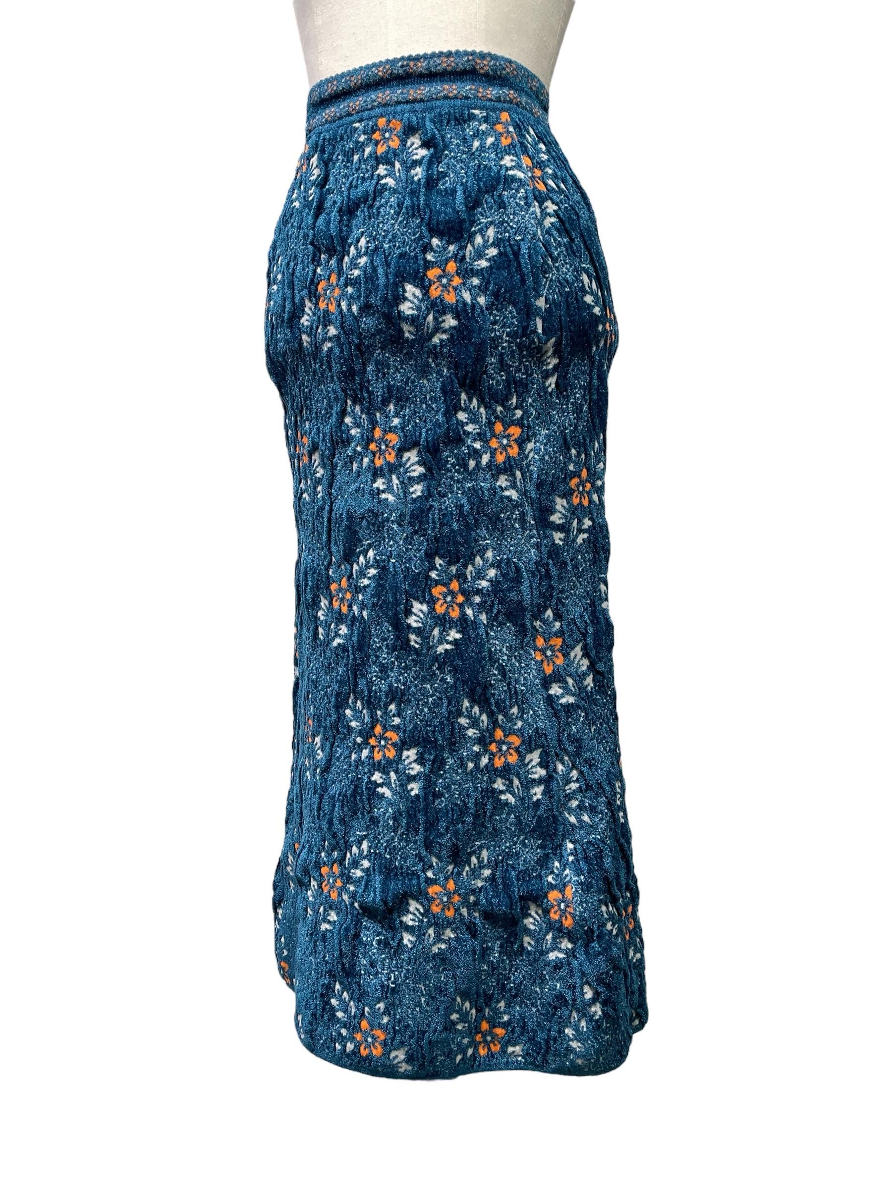 Floral Motif Chenille Knited Skirt - ReVoLuTioN