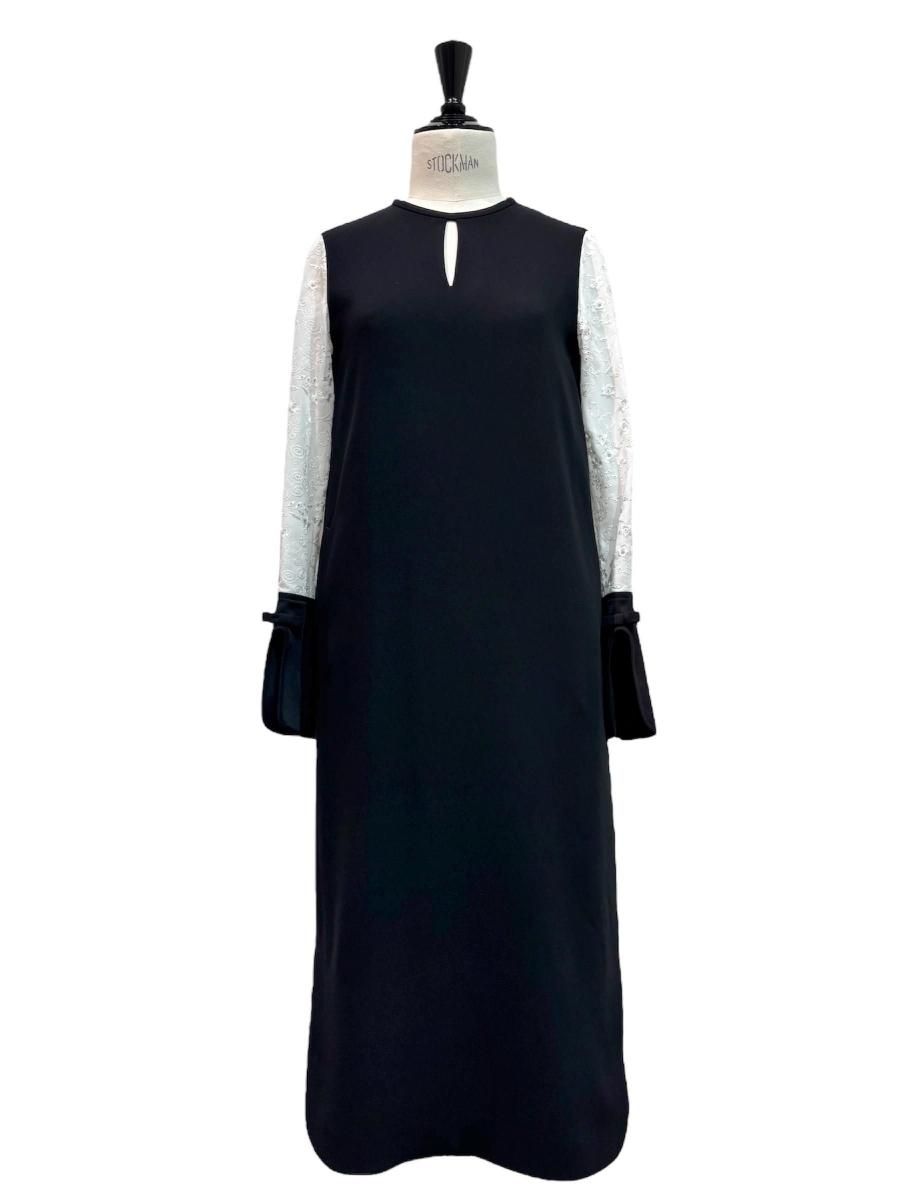 Triacetate Georgette Floral Embroidery Sleeve Classic Dress