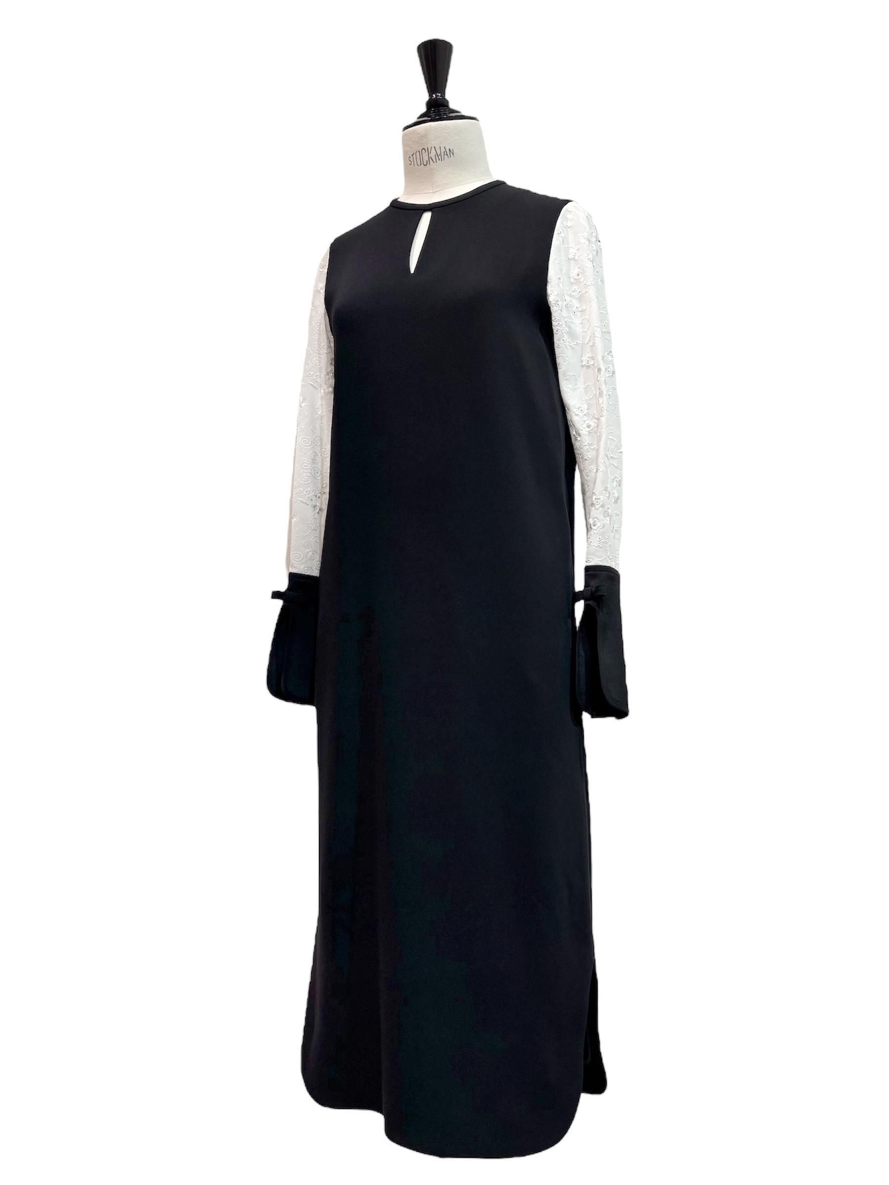 Triacetate Georgette Floral Embroidery Sleeve Classic Dress