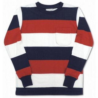  COLUMBIA KNIT / l/s 3color wide border  (NAVY/RED/WHITE)