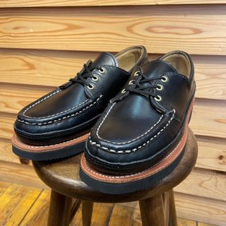 RUSSELL MOCCASIN / REGATTA BOAT SHOE Triple Vamp BLACK CHROMEXCEL