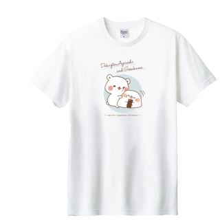 ゆったり・綿100%Tシャツ(M・L)『なかよし/毒舌あざらし&ゲスくま』ホワイト