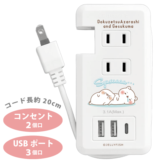 3USBポート&2口コンセント
