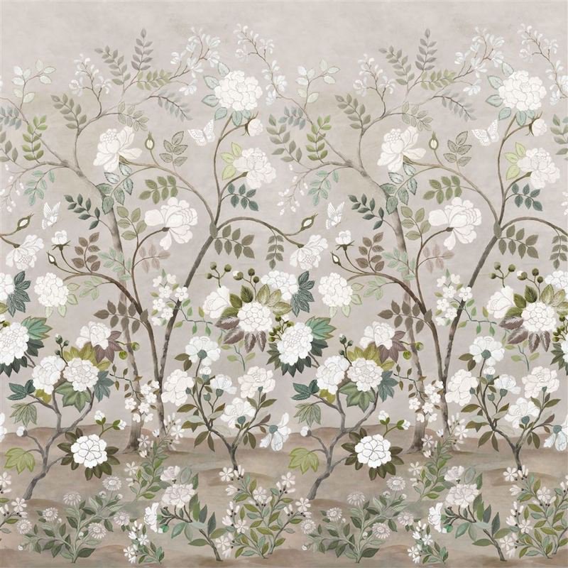 Fleur Orientale Pale Birch / PDG1152/02 / Porcelaine de Chine Wallpapers / Designers Guild