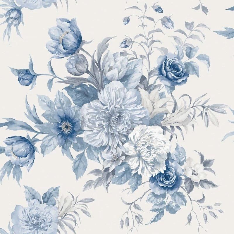 Floral Charm / 6140 / Blue & White / Borastapeter