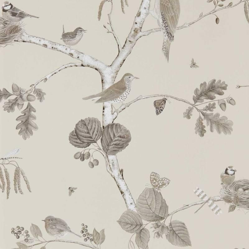 Woodland Chorus Sepia/Neutral / 215704 / Country Woodland Wallcoverings / Sanderson