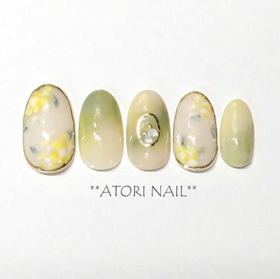 SHEER MIMOSA イエローネイル ミモザネイル 春ネイル 黄色ネイル