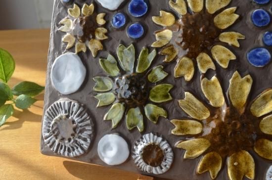 Jie Gantofta/ジィガントフタ○陶板○ひまわりの花 スウェーデン製 NO