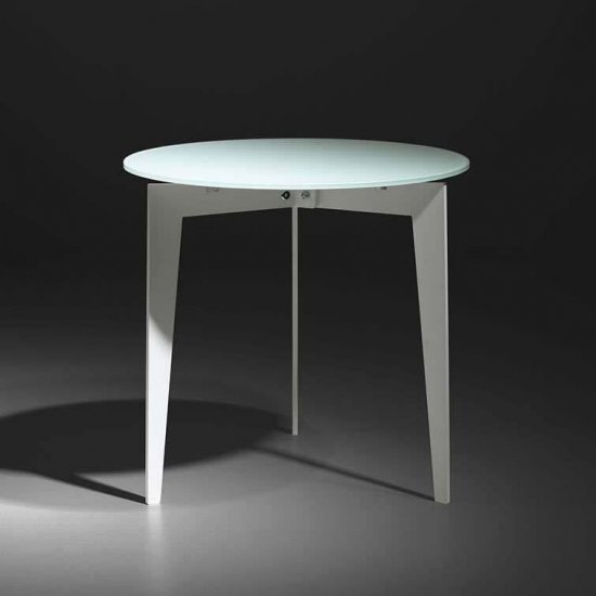 円形カフェテーブル フロストガラス天板/NORDICノルディック イタリア組立家具pezzani(径50x高さ48cm)