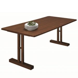 リビングダイニング兼用テーブル(幅150x奥行75高さ60cm)/天然木アッシュ突板(ブラウン)