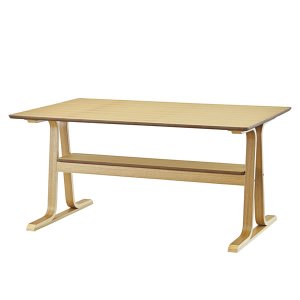 低めダイニングテーブル/天然木化粧繊維板(オーク) (ナチュラル色 幅130x奥行80x高さ63cm)
