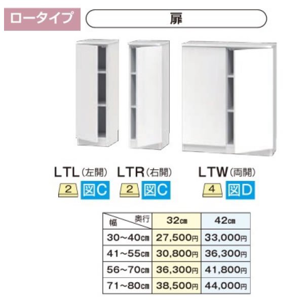 ブックすきまくんBSD ロータイプ 扉 LTL(左開)/LTR(右開)/LTW(両開